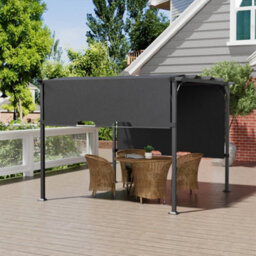 Living And Home Outdoor Pergola With Adjustable Canopy Dark Grey Outdoor Pergola With Flat Roof - thumbnail 2