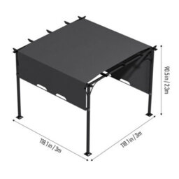 Living And Home Outdoor Pergola With Adjustable Canopy Dark Grey Outdoor Pergola With Flat Roof - thumbnail 9