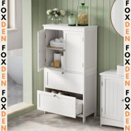 Bathroom Floor Cabinet Wooden Storage Cupboard Kitchen Pantry Larder - thumbnail 5