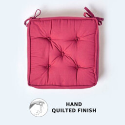 Homescapes Claret Red Cotton Dining Chair Booster Cushion - thumbnail 4