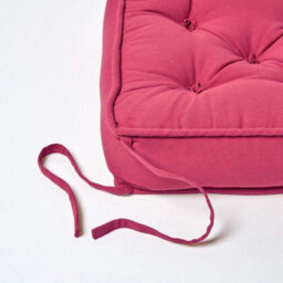 Homescapes Claret Red Cotton Dining Chair Booster Cushion - thumbnail 6