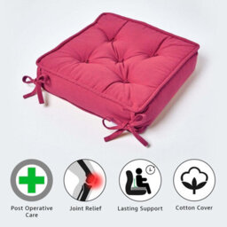 Homescapes Claret Red Cotton Dining Chair Booster Cushion - thumbnail 3
