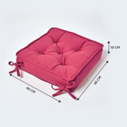 Homescapes Claret Red Cotton Dining Chair Booster Cushion - thumbnail 2