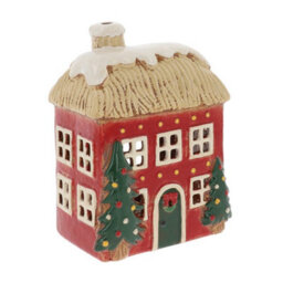 Village Pottery Christmas Thatched Roof House Tea Light Holder - thumbnail 1
