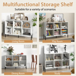 Costway Wooden Storage Bookcase 6 Cube Open Bookshelf Home Office Display Cabinet Rack - thumbnail 5