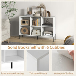 Costway Wooden Storage Bookcase 6 Cube Open Bookshelf Home Office Display Cabinet Rack - thumbnail 9