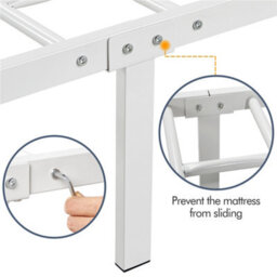 Yaheetech White 3Ft Single Simple Metal Bed Frame With Cross-Design Headboard & Footboard - thumbnail 6