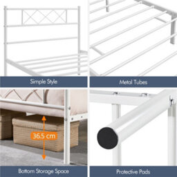 Yaheetech White 3Ft Single Simple Metal Bed Frame With Cross-Design Headboard & Footboard - thumbnail 5
