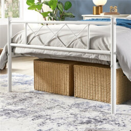 Yaheetech White 3Ft Single Simple Metal Bed Frame With Cross-Design Headboard & Footboard - thumbnail 9