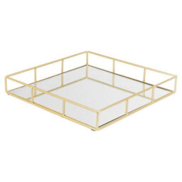 Urbn-Living 2-Pc Metal Gold Square Mirror Tray - thumbnail 5