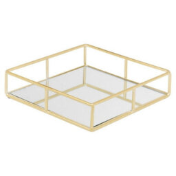Urbn-Living 2-Pc Metal Gold Square Mirror Tray - thumbnail 4