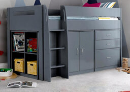 Save On Goods UK Grey Mid Sleeper Bunk Bed Storage,chest Drawers,shelves,cupboard, Kids, Childrens Bunkbed - thumbnail 3