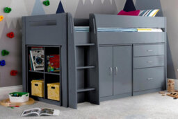 Save On Goods UK Grey Mid Sleeper Bunk Bed Storage,chest Drawers,shelves,cupboard, Kids, Childrens Bunkbed - thumbnail 2