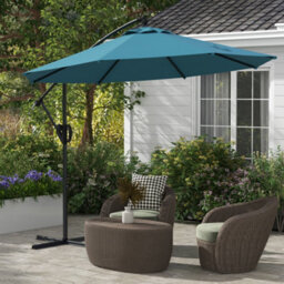 Outsunny 3(M) Cantilever Parasol With Cross Base, Crank Handle, Tilt, Blue
