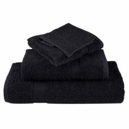 Berkfield Shower Towels 25 Pcs Black 70 X 140 Cm Cotton - thumbnail 4