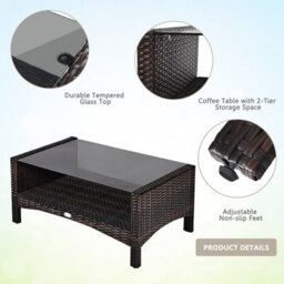 Gainoom 4 Pieces Pe Rattan Patio Conversation Set Outdoor Rattan Furniture With Cushions - thumbnail 7