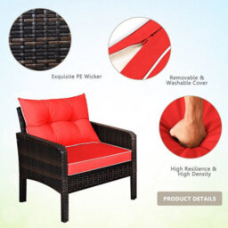 Gainoom 4 Pieces Pe Rattan Patio Conversation Set Outdoor Rattan Furniture With Cushions - thumbnail 8