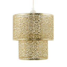Happy Homewares Moroccan Double Drum Tier East Fit Pendant Shade In Polished Gold - thumbnail 5