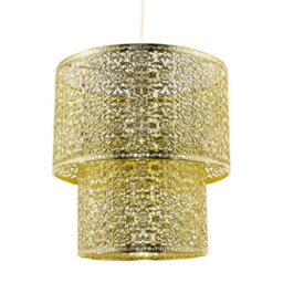 Happy Homewares Moroccan Double Drum Tier East Fit Pendant Shade In Polished Gold - thumbnail 1