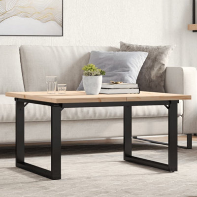 Walplus Coffee Table O-Frame 80X80X45.5 Cm Solid Wood Pine And Steel - image 1