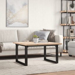 Walplus Coffee Table O-Frame 80X80X45.5 Cm Solid Wood Pine And Steel - thumbnail 3
