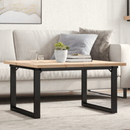 Walplus Coffee Table O-Frame 80X80X45.5 Cm Solid Wood Pine And Steel