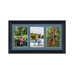 AK Frames 40X20Cm Black Classic Multi Photo Frame With Pompadour Mount - Holds 3 Apertures (3X) 6X4 Photos - thumbnail 1