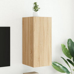 Berkfield Durable Tv Wall Cabinet With Led Lights Sonoma Oak 30.5X35X70 Cm - thumbnail 2