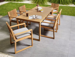 Beliani Garden Dining Set 8 Seater Sassari Premium With Cushions Certified Acacia Wood Light Grey - thumbnail 2