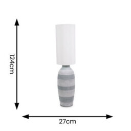Valuelights Deegan Grey Cement Effect Ceramic Midi Floor Lamp With Natural Cream Cylinder Shade - thumbnail 6