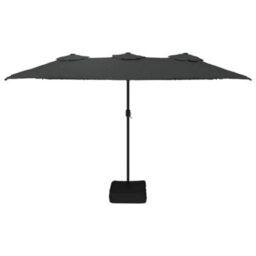 Berkfield Double-Head Garden Parasol With Leds Anthracite 449X245 Cm - thumbnail 4