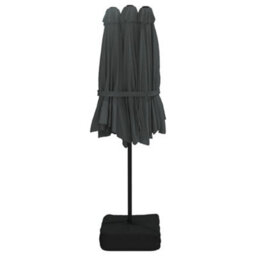 Berkfield Double-Head Garden Parasol With Leds Anthracite 449X245 Cm - thumbnail 7