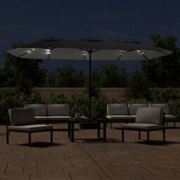 Berkfield Double-Head Garden Parasol With Leds Anthracite 449X245 Cm - thumbnail 3