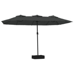 Berkfield Double-Head Garden Parasol With Leds Anthracite 449X245 Cm - thumbnail 2
