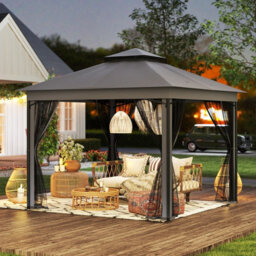 Costway 3 X 3 M Patio Gazebo Outdoor Double-Roof Canopy Tent W/ Mesh Netting - thumbnail 4