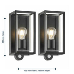 First Choice Lighting Set Of 2 Brandon Black Outdoor Motion Sensor Ip44 Security Wall Light - thumbnail 7