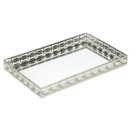 Urbn-Living Urbnliving 24Cm Length Rectangle Silver Mirror Tray Candle Centrepiece Decorative Xmas Gift - thumbnail 1