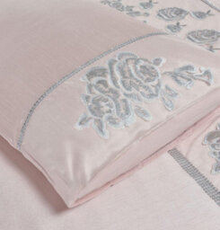 Homespace Direct Ltd Kampala Hill Amara Embroidered Pink Duvet Cover Set With Pillowcases King Bedding Set - thumbnail 4