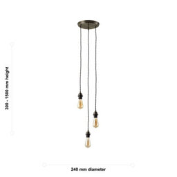First Choice Lighting Set Of 2 Brushed Bronze Vintage Braided Cable 3 Light Pendant Sets - thumbnail 8
