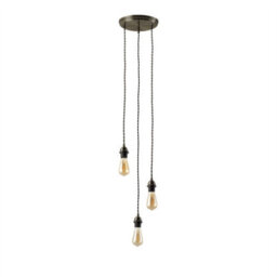 First Choice Lighting Set Of 2 Brushed Bronze Vintage Braided Cable 3 Light Pendant Sets - thumbnail 2