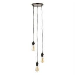 First Choice Lighting Set Of 2 Brushed Bronze Vintage Braided Cable 3 Light Pendant Sets - thumbnail 4