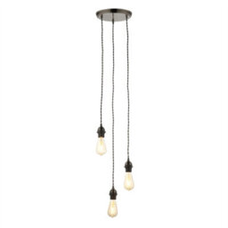 First Choice Lighting Set Of 2 Brushed Bronze Vintage Braided Cable 3 Light Pendant Sets - thumbnail 5