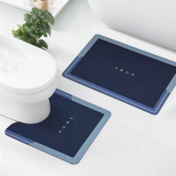 Modern 2-Piece Quick-Dry Bathroom Mat Set 50X50Cm & 80X50Cm Pvc & Technical Velvet With Non-Slip Rubber Bottom - thumbnail 2