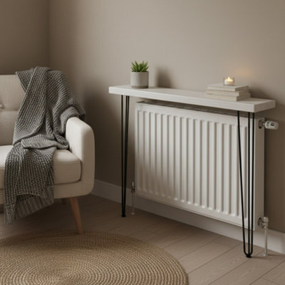 Toolty Rustic Handmade Console Table, Wall Mounted, 70Cm X 14.5Cm , White Daisy, 101.5Cm Legs, Handcrafted Vintage Style - image 1