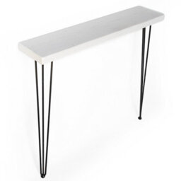 Toolty Rustic Handmade Console Table, Wall Mounted, 70Cm X 14.5Cm , White Daisy, 101.5Cm Legs, Handcrafted Vintage Style - thumbnail 4