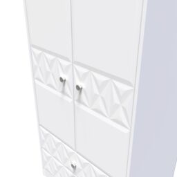 Genoa Ready Assembled Contemporary Matt White 2 Drawer Tall Double Wardrobe (H)1970mm (W)770mm (D)530mm - thumbnail 2