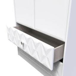Genoa Ready Assembled Contemporary Matt White 2 Drawer Tall Double Wardrobe (H)1970mm (W)770mm (D)530mm - thumbnail 4