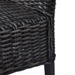 Berkfield Comfortable Dining Chairs 4 Pcs Black Kubu Rattan And Mango Wood - thumbnail 6