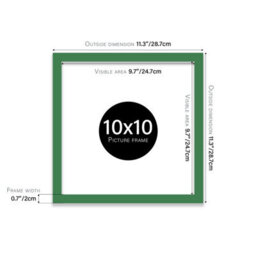 10X10 Green Picture Frame (25.4 X 25.4Cm) Poster, Photo, Artwork, Gallery Wall Or Print - thumbnail 3