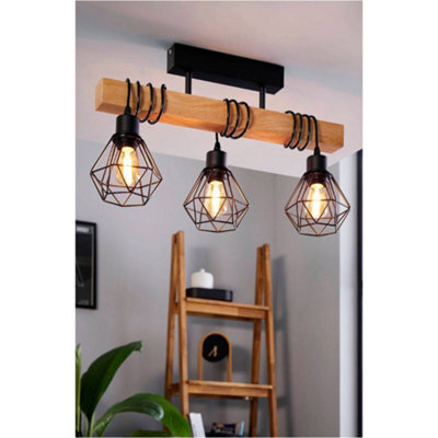 Loops Stunning Modern Black And Brown Triple Pendant Light - 55Cm Indoor Ceiling Fixture - image 1